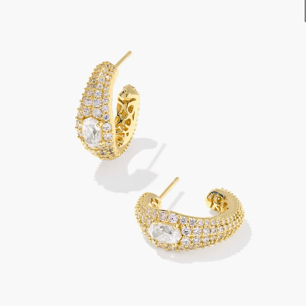 Kendra Scott Gold and Crystal Hoop Earrings